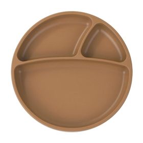 Oioi Woody Brown Vakum Tabanlı Silikon Porsiyon Mama Tabağı