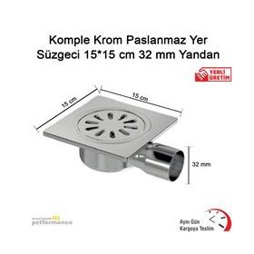 Okçu Kardeşler 0187 15x15 cm 32 mm Yandan Komple Krom Paslanmaz Yer Süzgeci