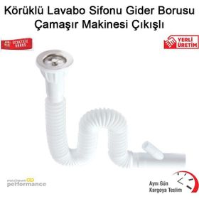 Okçu Kardeşler Çamaşır Makinesi Çıkışlı Körüklü Lavabo Sifonu Gider Borusu