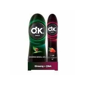 Okey 100 ml Çilek Kayganlaştırıcı Jel ve 200 ml Ginseng Masaj Jeli