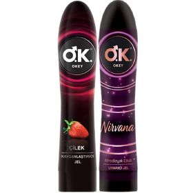 Okey 100 ml Çilekli+Nirvana Kayganlaştırıcı Jel