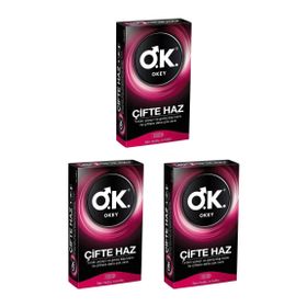 Okey 10'lu 3 Adet Çifte Haz Prezervatif Paket