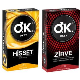 Okey 2 Adet Klasik & Rötar Sıcak Temas Sımsıkı Zirve 10'lu Karma Paket Prezervatif