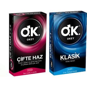 Okey 2 Adet Klasik & Rötar Sıcak Temas Sımsıkı Zirve 10'lu Karma Paket Prezervatif