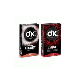 Okey 2 Adet Klasik & Rötar Sıcak Temas Sımsıkı Zirve 10'lu Karma Paket Prezervatif