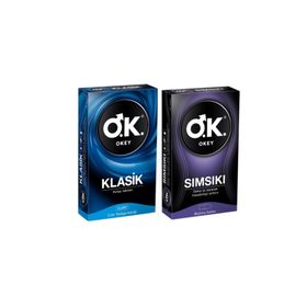Okey 2 Adet Klasik & Rötar Sıcak Temas Sımsıkı Zirve 10'lu Karma Paket Prezervatif