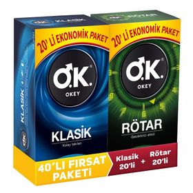 Okey 20'li Klasik Prezervatif + Rötar 20'li Prezervatif