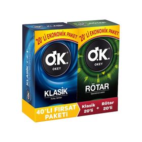 Okey 20'li Klasik Prezervatif + Rötar 20'li Prezervatif