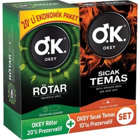 Okey 20'li Rötar+10'lu Sıcak Temas Prezervatif