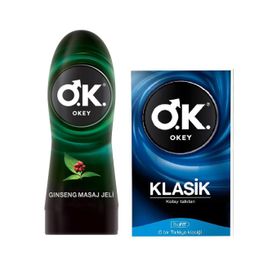 Okey Ginseng 200 ml Kayganlaştırıcı Masaj Jeli + 10'lu Klasik Prezervatif