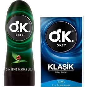 Okey Ginseng 200 ml Kayganlaştırıcı Masaj Jeli + 10'lu Klasik Prezervatif