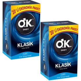 Okey Klasik 20'li x 2 Paket Prezervatif