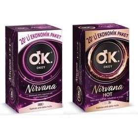 Okey Nirvana Hot 20 Adet Prezervatif ve Nirvana 20 Adet Prezervatif Set