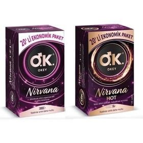 Okey Nirvana Hot 20 Adet Prezervatif ve Nirvana 20 Adet Prezervatif Set