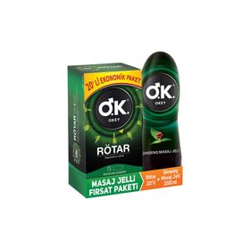 Okey Rötar Geciktiricili 20'li Prezervatif + 200 ml Ginseng Masaj Jeli
