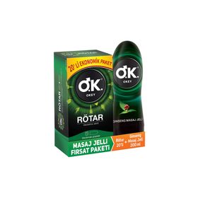 Okey Rötar Geciktiricili 20'li Prezervatif + 200 ml Ginseng Masaj Jeli