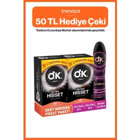 Okey Ultra Hisset 40'lı Prezervatif + Okey Nirvana Uyarıcı Jel 100 ml Set