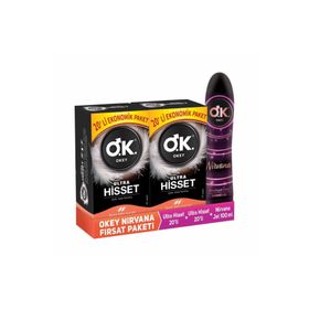Okey Ultra Hisset 40'lı Prezervatif + Okey Nirvana Uyarıcı Jel 100 ml Set