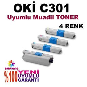 Oki C301, C321 Uyumlu 4 Renk Muadil Toner