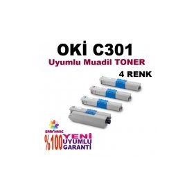 Oki C301, C321 Uyumlu 4 Renk Muadil Toner