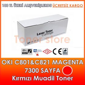 Oki C801/C821 Kırmızı Muadil Toner
