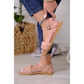 Oksit Antonia Örgü Model Pudra Kadın Sandalet