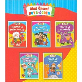 Okul Öncesi Boya Öğren Seti Çıkartmalı-5 Kitap Takım - Kolektif