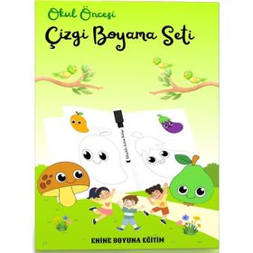 Okul Öncesi Çizgi Boyama Seti 2 Kitap Enine Boyuna Eğitim
