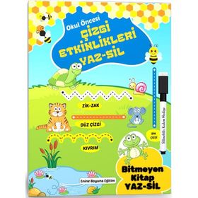 Okul Oncesi Çizgi Etkinlikleri Yaz-Sil Kitabı Enine Boyuna Eğitim
