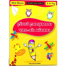 Okul Öncesi Çizgi Yaz-Sil Kitabı 2 4 Yaş Enine Boyuna Eğitim
