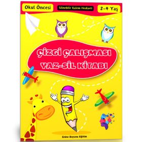 Okul Öncesi Çizgi Yaz-Sil Kitabı 2 4 Yaş Enine Boyuna Eğitim