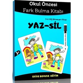Okul Öncesi Fark Bulma Yaz-Sil Kitabı Enine Boyuna Eğitim