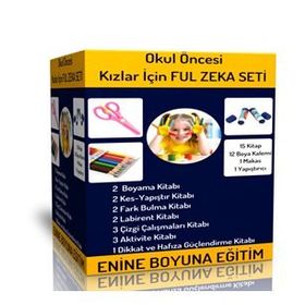 Okul Öncesi Kızlar İçin Ful Zeka Seti 15 Kitap Enine Boyuna Eğitim
