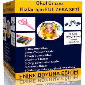 Okul Öncesi Kızlar İçin Ful Zeka Seti 15 Kitap Enine Boyuna Eğitim