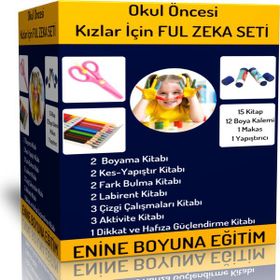 Okul Öncesi Kızlar İçin Ful Zeka Seti 15 Kitap Enine Boyuna Eğitim