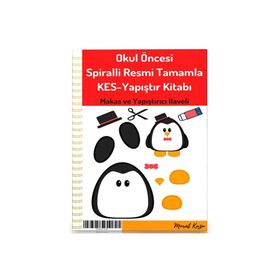 Okul Öncesi Spiralli Resmi Tamamla Kes Yapıştır Kitabı
