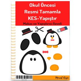 Okul Öncesi Spiralli Resmi Tamamla Kes Yapıştır Kitabı