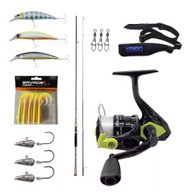 Okuma Azaki Spin 274 cm 12-35 gr 2 Parça Spin Kamışı + Okuma Fin Chaser X FNX-40NG Blue 1BB Olta Makinesi Levrek-Çipura Spin Olta Seti