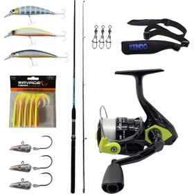 Okuma G-Power Spin 8' 240 cm 15-40 gr 2 Parça Spin Kamışı + Okuma Fin Chaser X FNX-40NG Blue 1BB Olta Makinesi Levrek-Çipura Spin Olta Seti