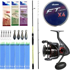 Okuma Orata 202 cm 150-200 gr 2 Parça Tekne Olta Kamışı + Okuma Ceymar C-8000A 7+1BB Olta Makinesi Hazır Tekne Oltası Seti