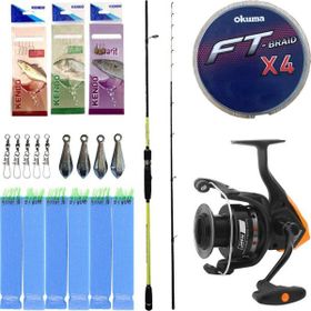 Okuma Orata 202 CM 150-200 GR 2 Parça Tekne Olta Kamışı+Okuma Jaw-55 3+1Bb Olta Makinesi