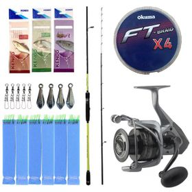 Okuma Orata 202 CM 150-200 GR 2 Parça Tekne Olta Kamışı+Okuma Tomcat 8000 6+1BB Olta Makinesi