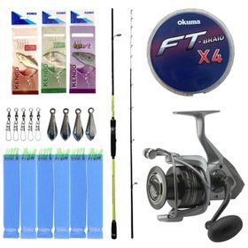 Okuma Orata 202 CM 150-200 GR 2 Parça Tekne Olta Kamışı+Okuma Tomcat 8000 6+1BB Olta Makinesi