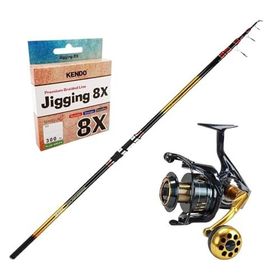 Okuma Savant Surf 420 cm 4 Parça Surf Kamışı + Okuma Salina SA-6000HA Blue 6+1BB Olta Makinesi Yüksek Kalite Olta Seti
