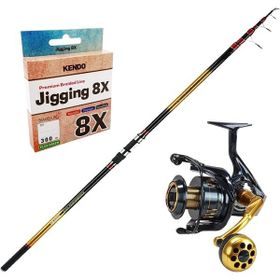 Okuma Savant Surf 420 cm 4 Parça Surf Kamışı + Okuma Salina SA-6000HA Blue 6+1BB Olta Makinesi Yüksek Kalite Olta Seti