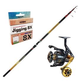 Okuma Savant Surf 420 cm 4 Parça Surf Kamışı + Okuma Salina SA-6000HA Blue 6+1BB Olta Makinesi Yüksek Kalite Olta Seti