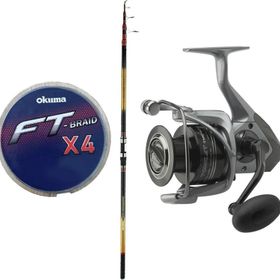 Okuma Savant Surf 420 cm 5 Parça Surf Kamışı + Okuma Tomcat TMC-8000 6+1BB Olta Makinesi Profesyonel Surf Olta Seti