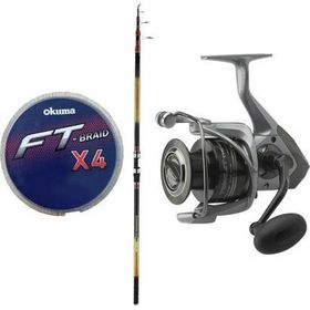 Okuma Savant Surf 420 cm 5 Parça Surf Kamışı + Okuma Tomcat TMC-8000 6+1BB Olta Makinesi Profesyonel Surf Olta Seti