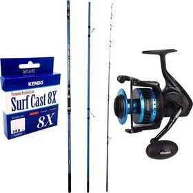 Okuma Surfliner 420 cm 100-250 gr 3 Parça Olta Kamışı + Okuma Azores ZXP-8000 Olta Makinesi