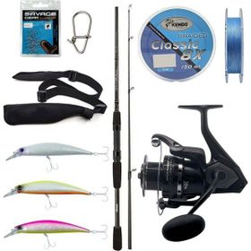 Okuma Wave Power 2.44 cm 15-40 gr 2 Parça Spin Kamışı + Okuma Wave Power WP-4000A1 Olta Makinesi Spin Olta Seti